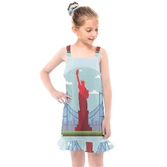 New-york-usa-liberty-landmark Kids  Overall Dress