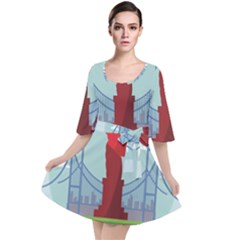 New-york-usa-liberty-landmark Velour Kimono Dress