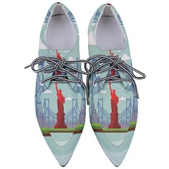 New-york-usa-liberty-landmark Pointed Oxford Shoes by Sudhe