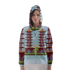 China-landmark-landscape-chinese Women s Hooded Windbreaker