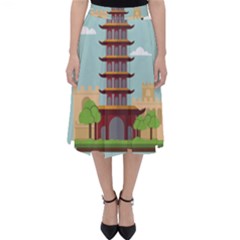 China-landmark-landscape-chinese Classic Midi Skirt