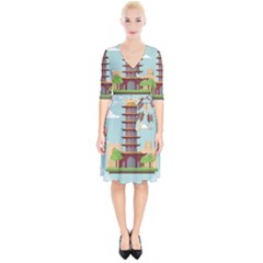 China-landmark-landscape-chinese Wrap Up Cocktail Dress