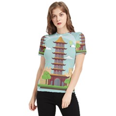 China-landmark-landscape-chinese Women s Short Sleeve Rash Guard