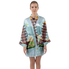 China-landmark-landscape-chinese Long Sleeve Satin Kimono