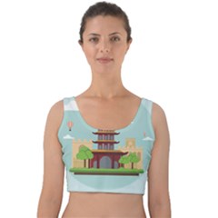 China-landmark-landscape-chinese Velvet Crop Top