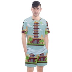 China-landmark-landscape-chinese Men s Mesh Tee and Shorts Set