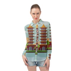 China-landmark-landscape-chinese Long Sleeve Chiffon Shirt