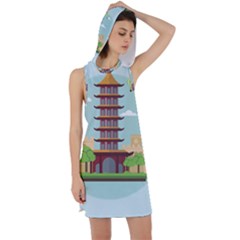 China-landmark-landscape-chinese Racer Back Hoodie Dress