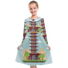 China-landmark-landscape-chinese Kids  Midi Sailor Dress