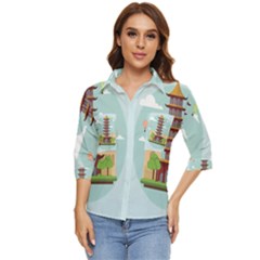 China-landmark-landscape-chinese Women s Quarter Sleeve Pocket Shirt