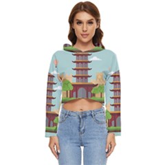 China-landmark-landscape-chinese Women s Lightweight Cropped Hoodie