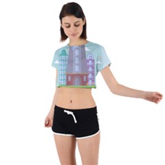 Amsterdam-landmark-landscape Tie Back Short Sleeve Crop Tee by Sudhe