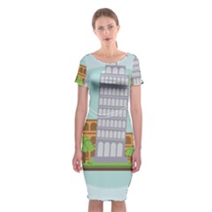 Roma-landmark-landscape-italy-rome Classic Short Sleeve Midi Dress by Sudhe