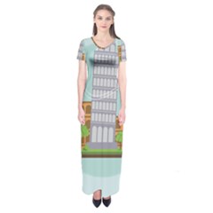 Roma-landmark-landscape-italy-rome Short Sleeve Maxi Dress by Sudhe