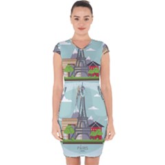 Paris-france-french-europe-travel Capsleeve Drawstring Dress  by Sudhe