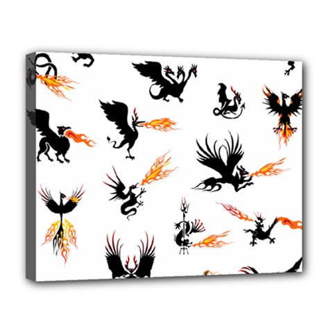 Dragon-phoenix-fire-bird-ancient Canvas 14  X 11  (stretched) by Sudhe