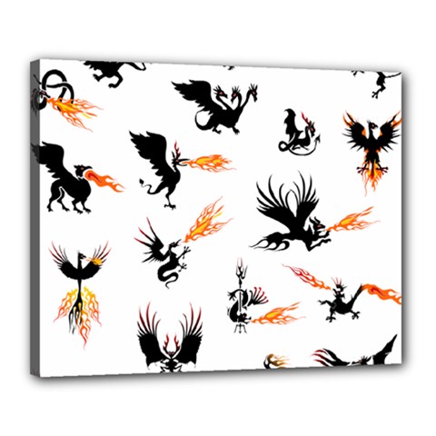 Dragon-phoenix-fire-bird-ancient Canvas 20  X 16  (stretched)