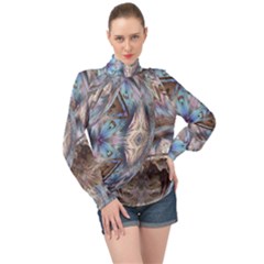 Tribal Pop High Neck Long Sleeve Chiffon Top by MRNStudios