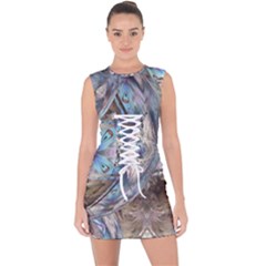 Tribal Pop Lace Up Front Bodycon Dress by MRNStudios