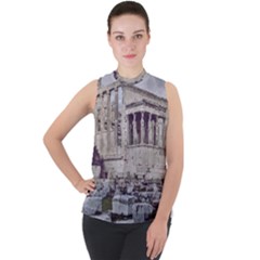 Erechtheum Temple, Athens, Greece Mock Neck Chiffon Sleeveless Top by dflcprintsclothing