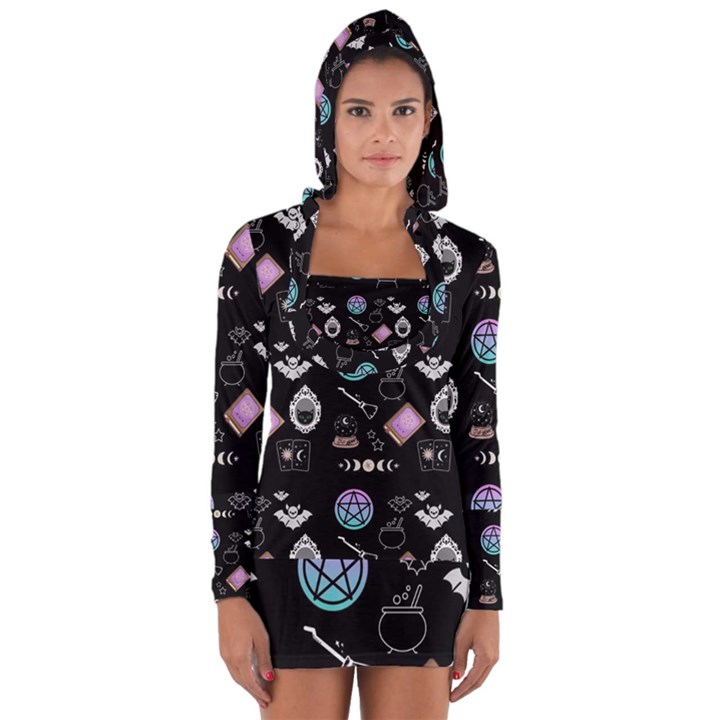 Pastel Goth Witch Long Sleeve Hooded T-shirt