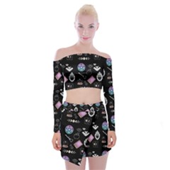 Pastel Goth Witch Off Shoulder Top With Mini Skirt Set