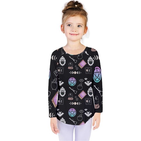 Pastel Goth Witch Kids  Long Sleeve Tee by InPlainSightStyle