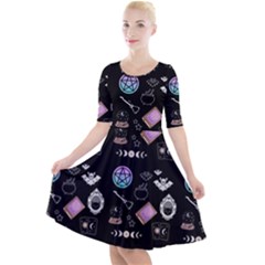Pastel Goth Witch Quarter Sleeve A-line Dress by InPlainSightStyle