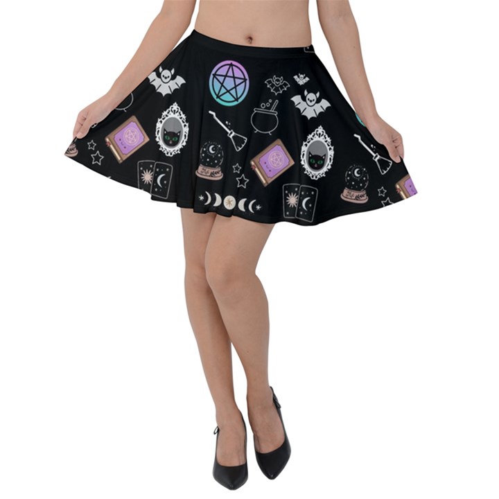 Pastel Goth Witch Velvet Skater Skirt