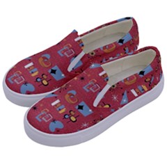 50s Red Kids  Canvas Slip Ons by InPlainSightStyle