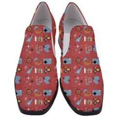 50s Red Women Slip On Heel Loafers