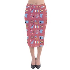 50s Red Velvet Midi Pencil Skirt by InPlainSightStyle