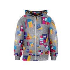 80s And 90s School Pattern Kids  Zipper Hoodie by InPlainSightStyle