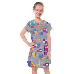 80s And 90s School Pattern Kids  Drop Waist Dress by InPlainSightStyle