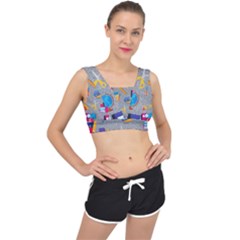 80s And 90s School Pattern V-back Sports Bra by InPlainSightStyle