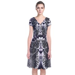 Alien Deco Short Sleeve Front Wrap Dress