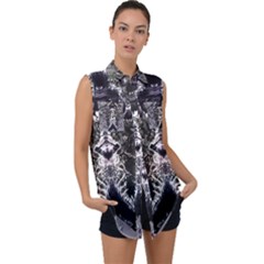 Alien Deco Sleeveless Chiffon Button Shirt