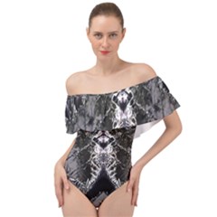 Alien Deco Off Shoulder Velour Bodysuit 