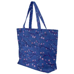 Branches With Peach Flowers Zip Up Canvas Bag by SychEva