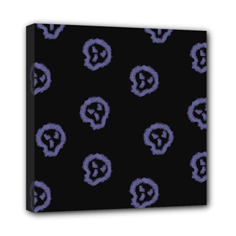 Purple Skulls On Dark Background Mini Canvas 8  X 8  (stretched) by SychEva