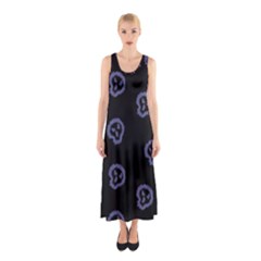 Purple Skulls On Dark Background Sleeveless Maxi Dress by SychEva