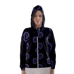 Purple Skulls On Dark Background Women s Hooded Windbreaker by SychEva