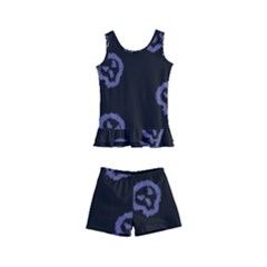 Purple Skulls On Dark Background Kids  Boyleg Swimsuit by SychEva