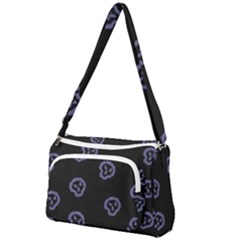 Purple Skulls On Dark Background Front Pocket Crossbody Bag by SychEva