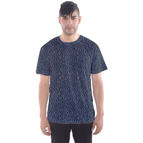 Blue Stripes On Dark Background Men s Sport Mesh Tee by SychEva