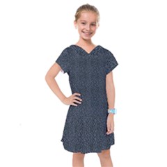 Blue Stripes On Dark Background Kids  Drop Waist Dress by SychEva