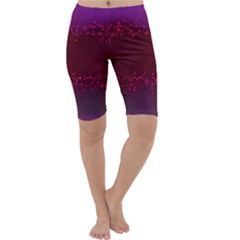 Red Splashes On Purple Background Cropped Leggings  by SychEva
