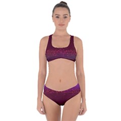 Red Splashes On Purple Background Criss Cross Bikini Set by SychEva