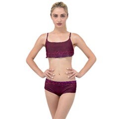 Red Splashes On Purple Background Layered Top Bikini Set by SychEva