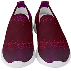 Red Splashes On Purple Background Kids  Slip On Sneakers by SychEva